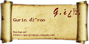Gurin Áron névjegykártya